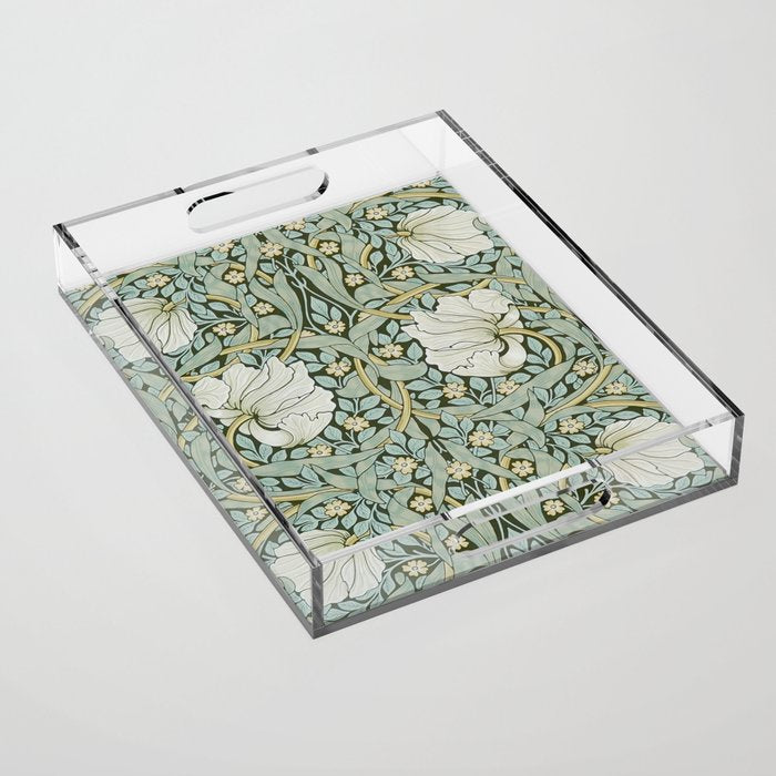 William Morris - Pimpernel Art Print, Vintage Museum Exhibition Art, Botanical Floral Pattern Acrylic Tray Gallery Image 1