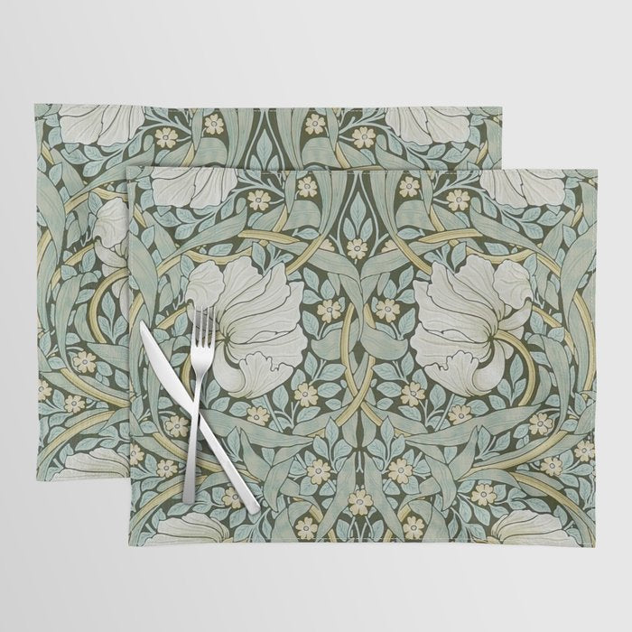 William Morris - Pimpernel Art Print, Vintage Museum Exhibition Art, Botanical Floral Pattern Placemat Gallery Image 1