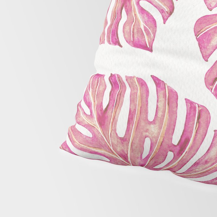 Watercolor Palm Leaves - Bright Pink Pillow Sham Gallery Image 4