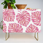 Watercolor Palm Leaves - Bright Pink Credenza Gallery Image 1