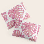 Watercolor Palm Leaves - Bright Pink Pillow Sham Gallery Image 3