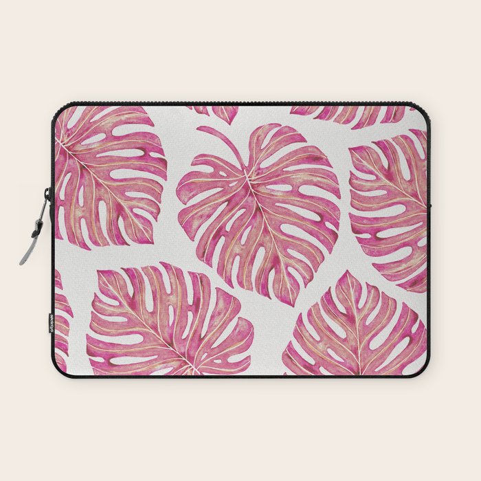 Watercolor Palm Leaves - Bright Pink Laptop Sleeve Gallery Image 1