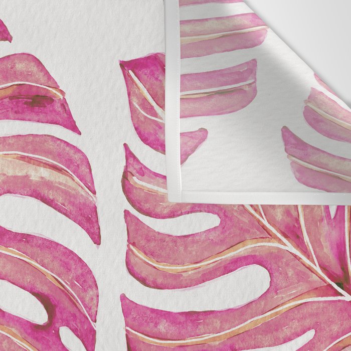 Watercolor Palm Leaves - Bright Pink Wall Tapestry Gallery Image 3
