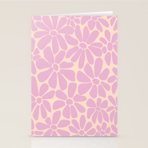 Retro Floral - Cream and Pink Stationery Card Gallery Image 2