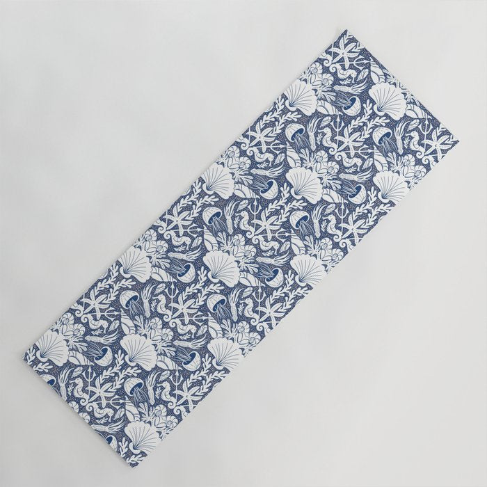 Neptune's joy blue damask reworked Yoga Mat Gallery Image 1