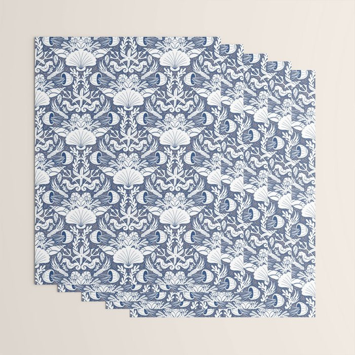 Neptune's joy blue damask reworked Wrapping Paper Gallery Image 3