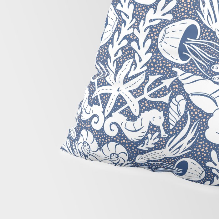 Neptune's joy blue damask reworked Pillow Sham Gallery Image 4