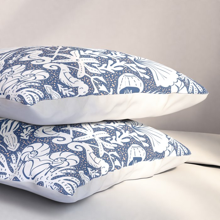 Neptune's joy blue damask reworked Pillow Sham Gallery Image 3