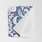 Neptune's joy blue damask reworked Throw Blanket Gallery Image 3