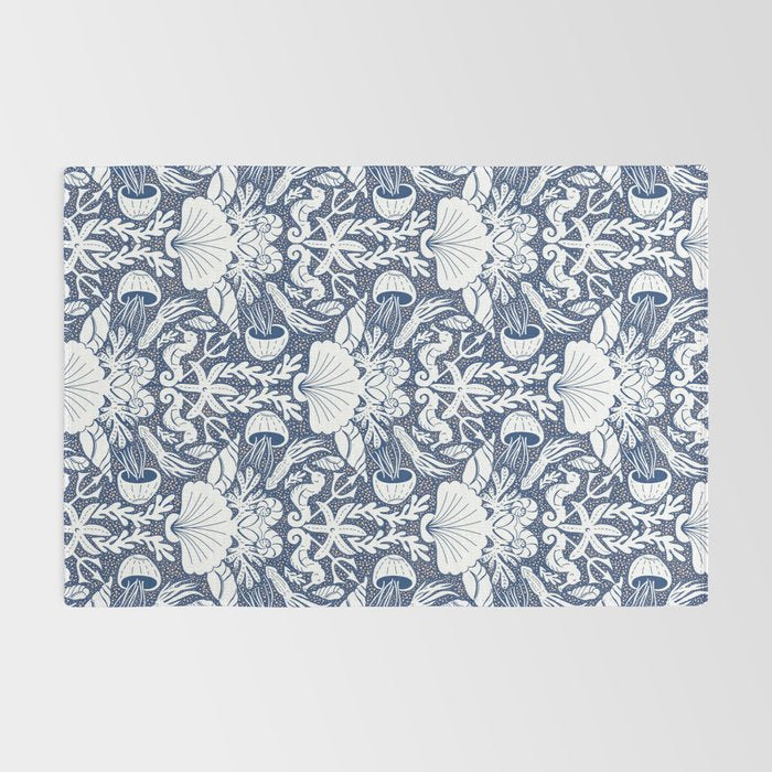 Neptune's joy blue damask reworked Rug Gallery Image 2