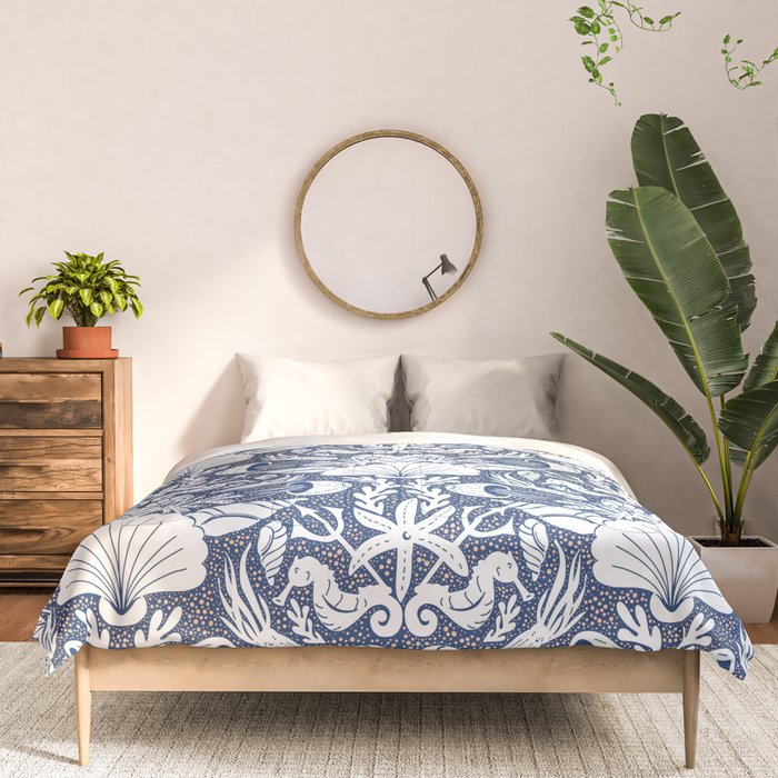 Neptune's joy blue damask reworked Comforter Gallery Image 3