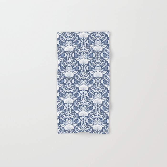 Neptune's joy blue damask reworked Bath Towel Gallery Image 1