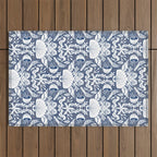 Neptune's joy blue damask reworked Outdoor Rug Gallery Image 1