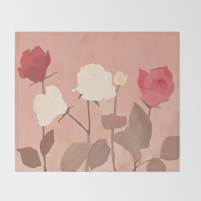 White and Red Roses Throw Blanket Gallery Image 2