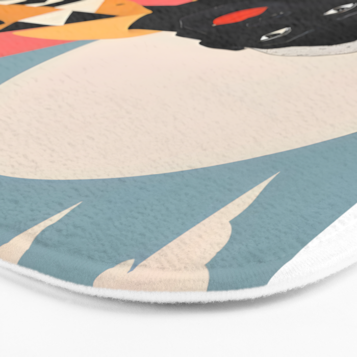 Winter Companion, Dog Pet Black Man Collage, Frosty Snow Mountain Travel Adventure, Eclectic Texture Concept Contemporary Modern Graphic Design Bath Mat Gallery Image 3