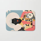 Winter Companion, Dog Pet Black Man Collage, Frosty Snow Mountain Travel Adventure, Eclectic Texture Concept Contemporary Modern Graphic Design Bath Mat Gallery Image 1