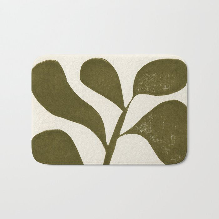 Linocut Houseplant #1 Bath Mat Gallery Image 1