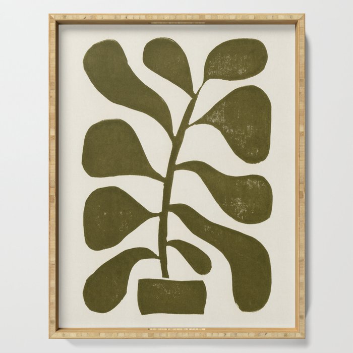Linocut Houseplant #1 Serving Tray Gallery Image 1
