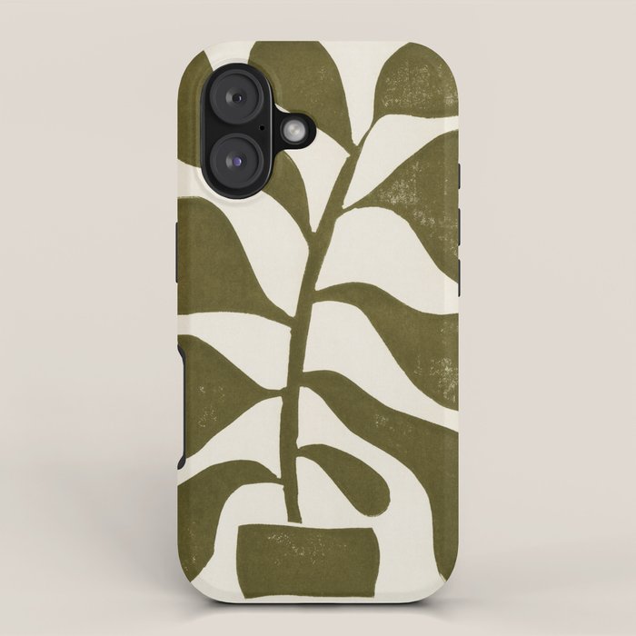Linocut Houseplant #1 iPhone Case Gallery Image 1