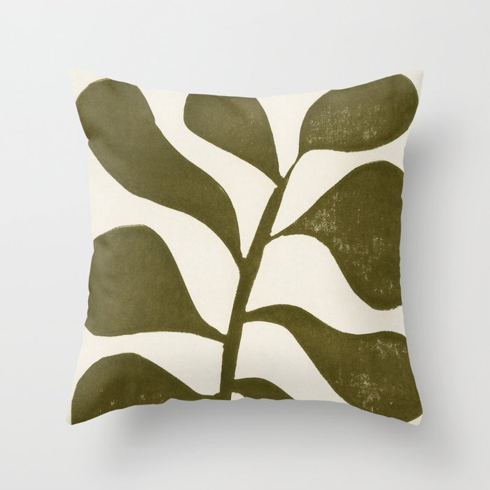 Linocut Houseplant #1 Throw Pillow Gallery Image 6