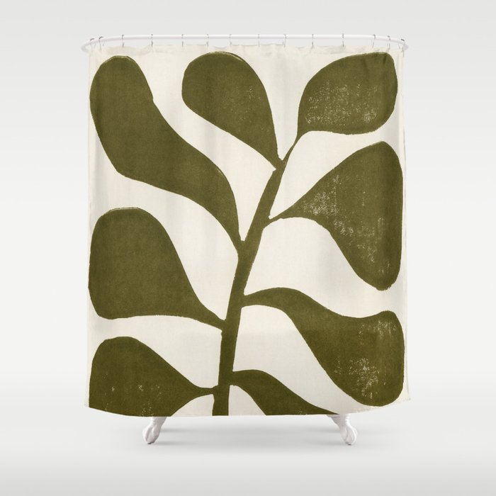Linocut Houseplant #1 Shower Curtain Gallery Image 1