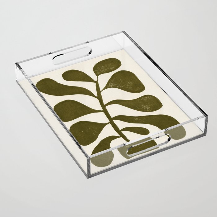 Linocut Houseplant #1 Acrylic Tray Gallery Image 1