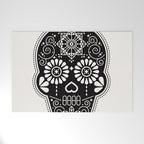 DÃ­a de Muertos Calavera â¢ Mexican Sugar Skull - Black Palette Welcome Mat Gallery Image 1