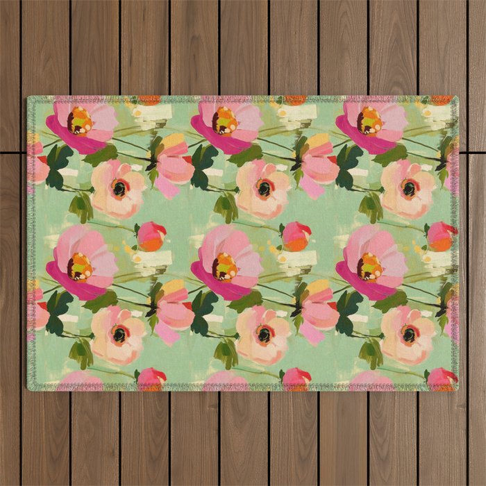 Bold Impressionist Floral Pattern Outdoor Rug Gallery Image 1