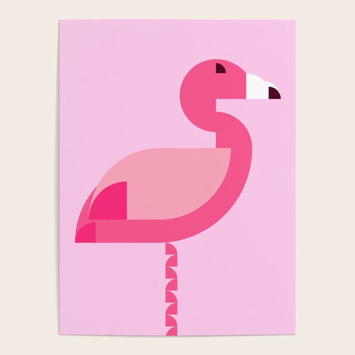 Geometric flamingo Poster Gallery Image 1