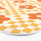 Retro Flower Double Checker in Yellow & Orange Bath Mat Gallery Image 3