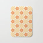 Retro Flower Double Checker in Yellow & Orange Bath Mat Gallery Image 1