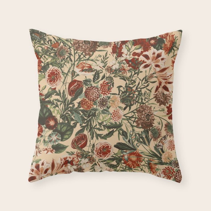 Vintage Flower Garden Throw Pillow Gallery Image 1