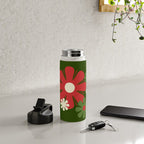 Flower Locus Retro Christmas 60s 70s Floral Pattern Xmas Green Red Cream Water Bottle Gallery Image 4