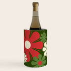 Flower Locus Retro Christmas 60s 70s Floral Pattern Xmas Green Red Cream Wine Chiller Gallery Image 1