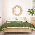 Flower Locus Retro Christmas 60s 70s Floral Pattern Xmas Green Red Cream Duvet Cover Gallery Image 3