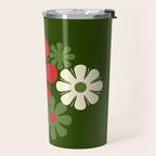 Flower Locus Retro Christmas 60s 70s Floral Pattern Xmas Green Red Cream Travel Mug Gallery Image 2