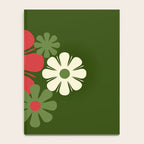 Flower Locus Retro Christmas 60s 70s Floral Pattern Xmas Green Red Cream Notebook Gallery Image 4