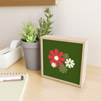 Flower Locus Retro Christmas 60s 70s Floral Pattern Xmas Green Red Cream Mini Art Print Gallery Image 2