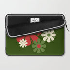 Flower Locus Retro Christmas 60s 70s Floral Pattern Xmas Green Red Cream Laptop Sleeve Gallery Image 2