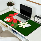 Flower Locus Retro Christmas 60s 70s Floral Pattern Xmas Green Red Cream Desk Mat Gallery Image 2