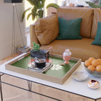 Flower Locus Retro Christmas 60s 70s Floral Pattern Xmas Green Red Cream Serving Tray Gallery Image 2