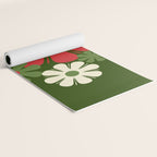 Flower Locus Retro Christmas 60s 70s Floral Pattern Xmas Green Red Cream Yoga Mat Gallery Image 2