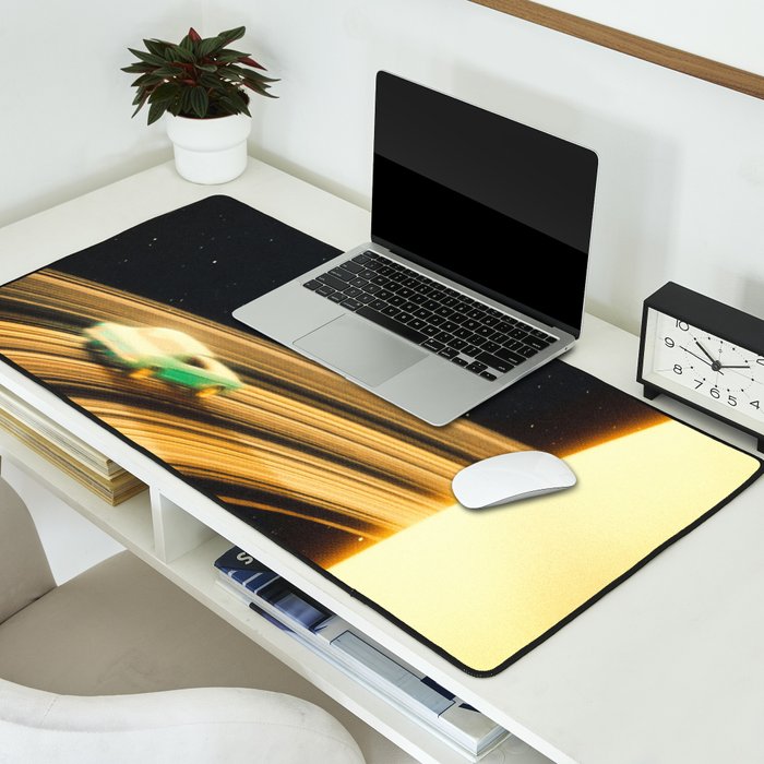 Saturn Highway - A Vintage, Retro-Futuristic Science Fiction Artwork Desk Mat Gallery Image 2