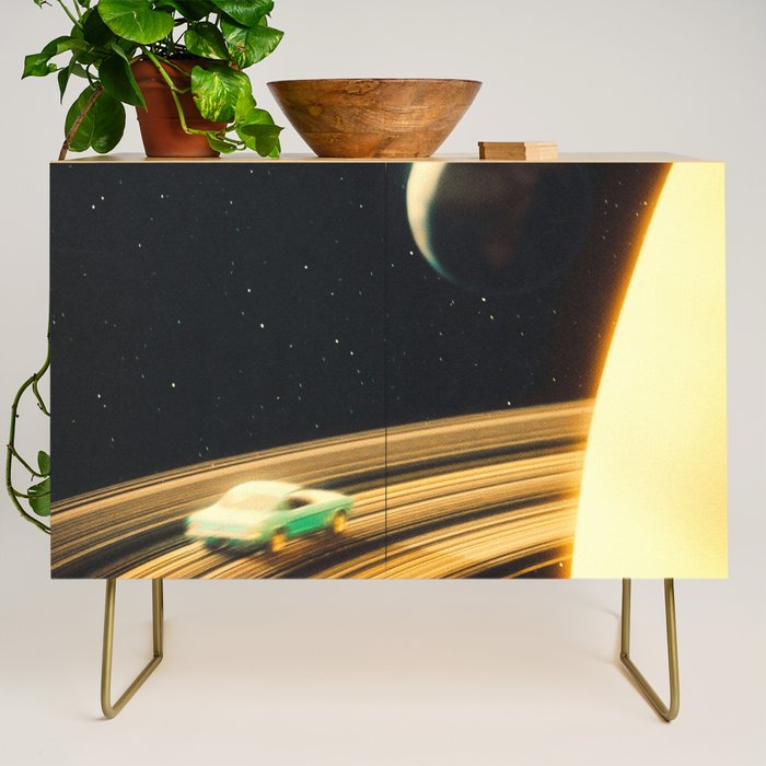 Saturn Highway - A Vintage, Retro-Futuristic Science Fiction Artwork Credenza Gallery Image 1