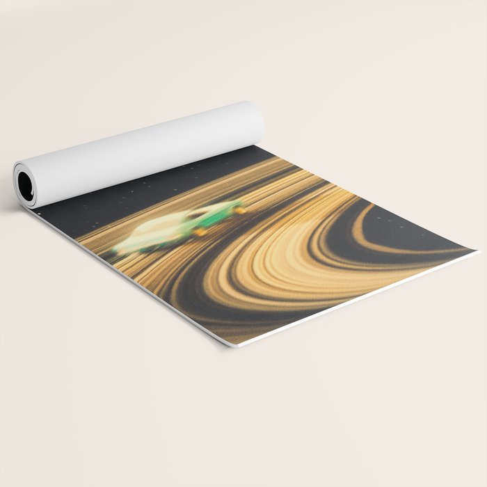 Saturn Highway - A Vintage, Retro-Futuristic Science Fiction Artwork Yoga Mat Gallery Image 2