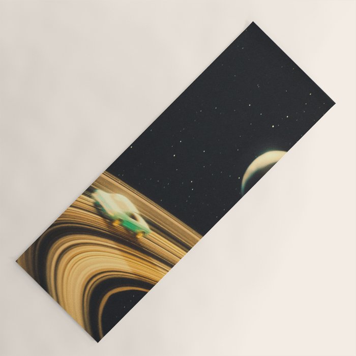 Saturn Highway - A Vintage, Retro-Futuristic Science Fiction Artwork Yoga Mat Gallery Image 1