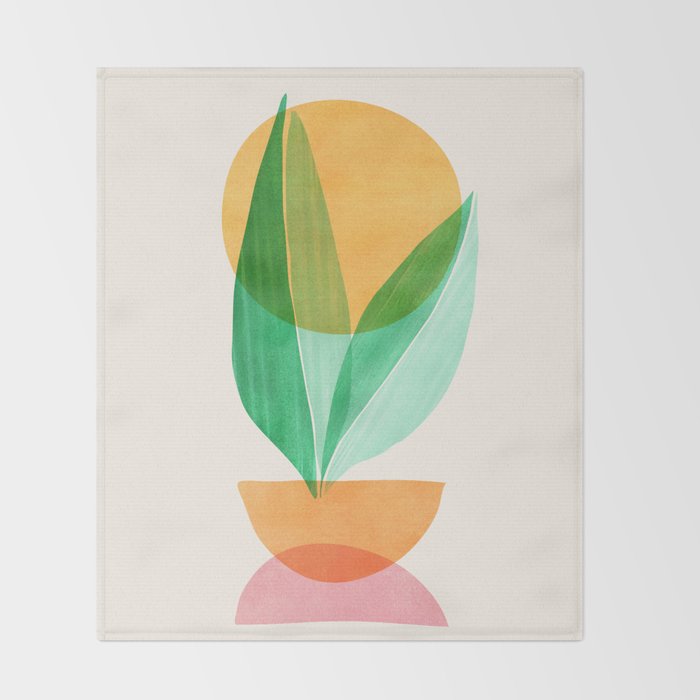 Summer Stack Abstract Plant Illustration Throw Blanket Gallery Image 2