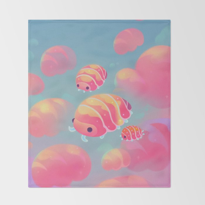 Cloud isopod - sunset Throw Blanket Gallery Image 2