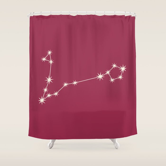 Pisces Zodiac Star Constellation Line Art Pink Shower Curtain Gallery Image 1