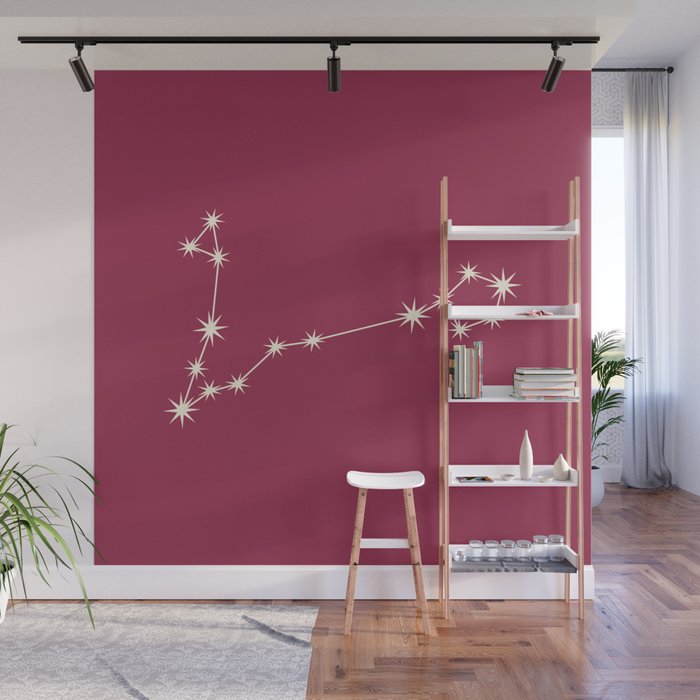 Pisces Zodiac Star Constellation Line Art Pink Wall Mural Gallery Image 1